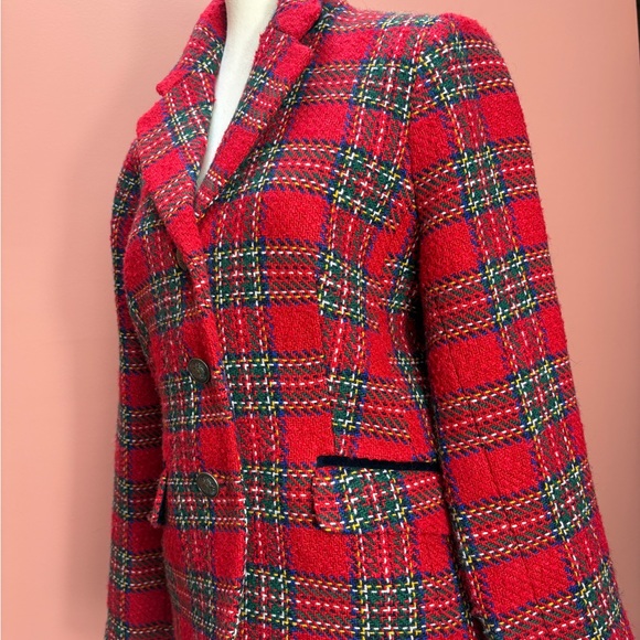 Talbots Petite Red Plaid Wool Blend Blazer | Tartan | 12P - Picture 5 of 12